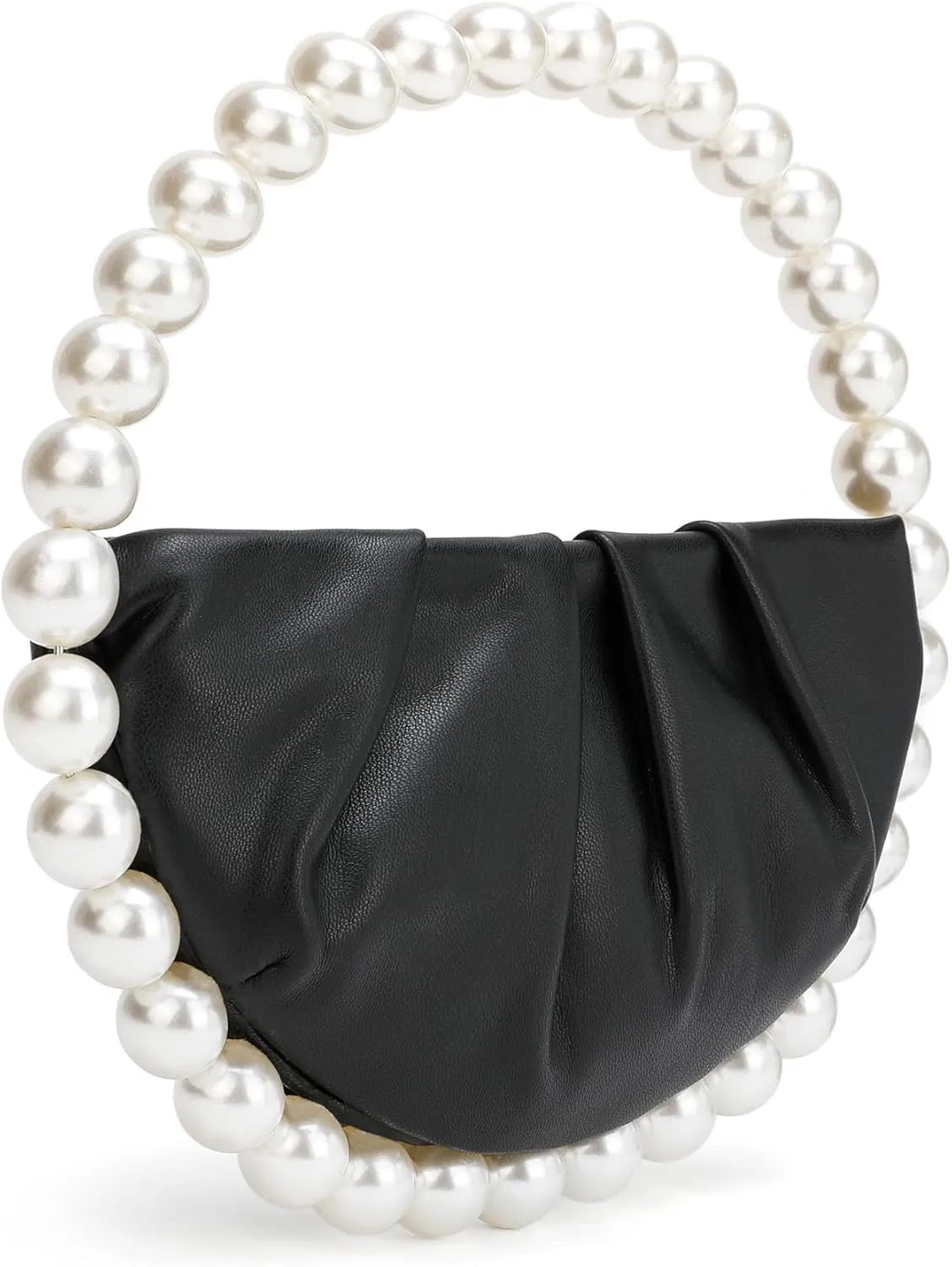 CARIEDO Pearl Soft Face Pleated Handbag Advanced Evening Bag Party Prom Bride Purse Phone Clutch Purse