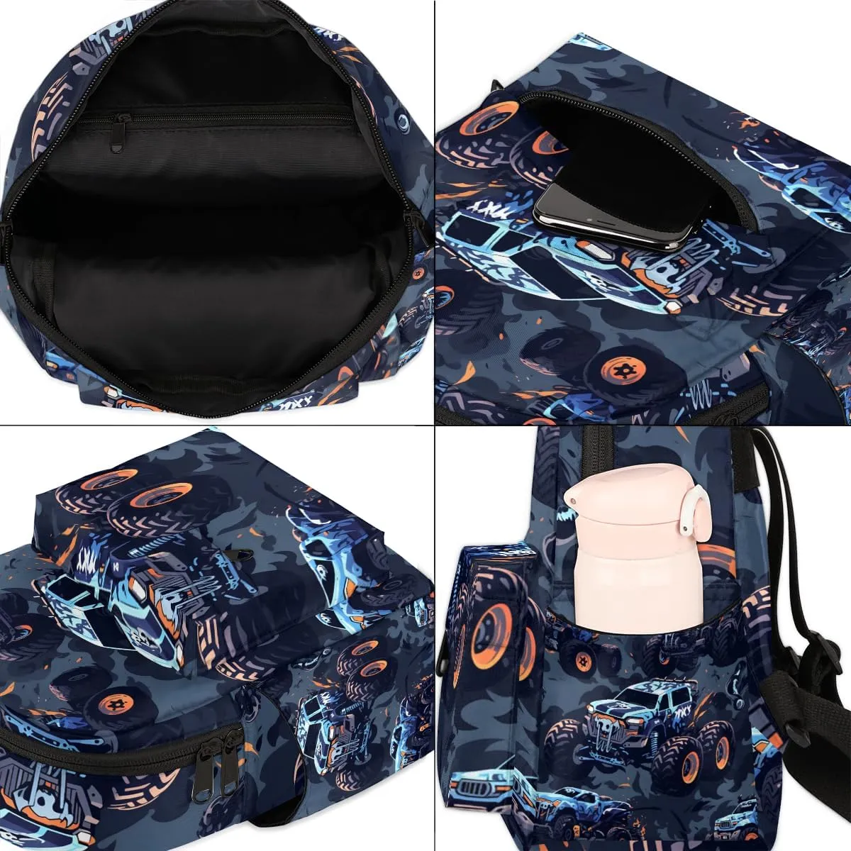 Cars Monster Trucks Mini Backpack Purse for Women Fashion Lightweight Small Daypack Ladies Travel Handbags Shoulder Bag