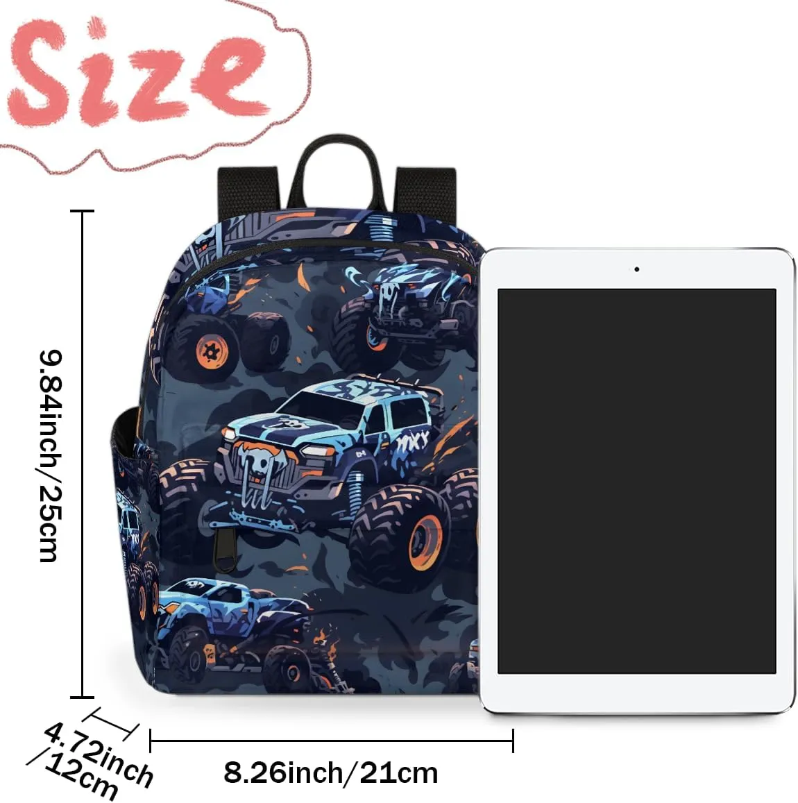 Cars Monster Trucks Mini Backpack Purse for Women Fashion Lightweight Small Daypack Ladies Travel Handbags Shoulder Bag