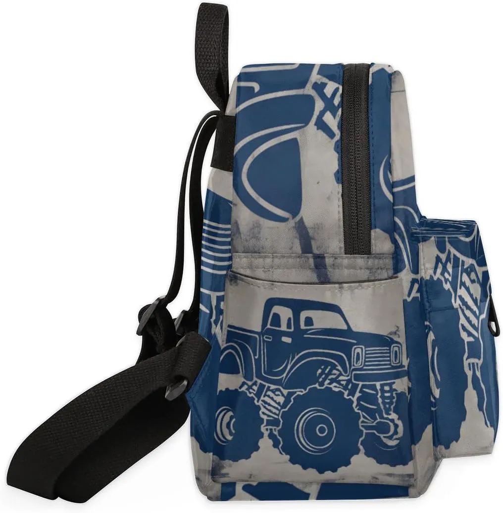 Cartoon Monster Cars Mini Backpack Purse for Women Fashion Lightweight Small Daypack Ladies Travel Handbags Shoulder Bag