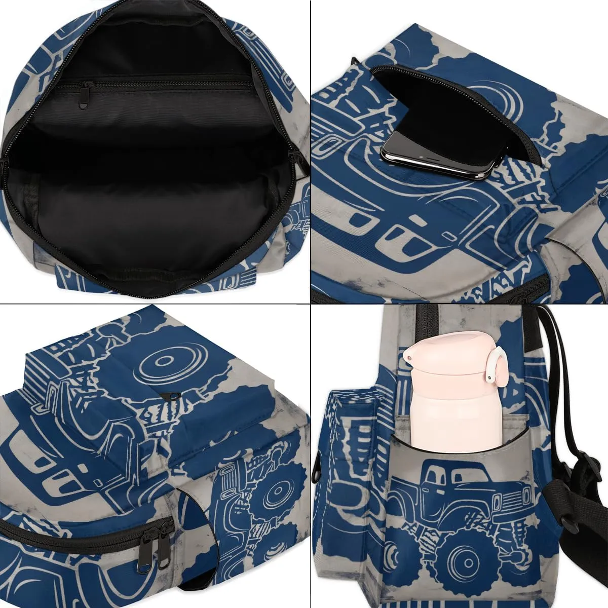 Cartoon Monster Cars Mini Backpack Purse for Women Fashion Lightweight Small Daypack Ladies Travel Handbags Shoulder Bag