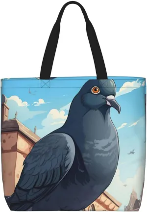cartoon pigeon print Tote Bags Casual Handbags 15.7 In Shoulder Bags for Work Travel Gym