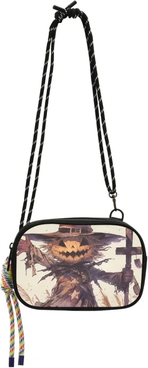 Cartoon Scarecrow Farmland Small Crossbody Bag Men Comfort with Credit Card Slots Small Handbags Walk dog