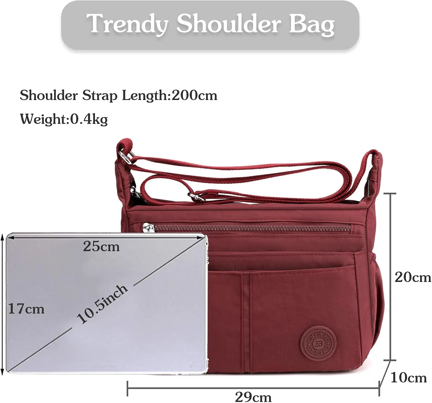 Casual Shoulder Bag Women Satchel Waterproof Nylon for Sport Work Shop