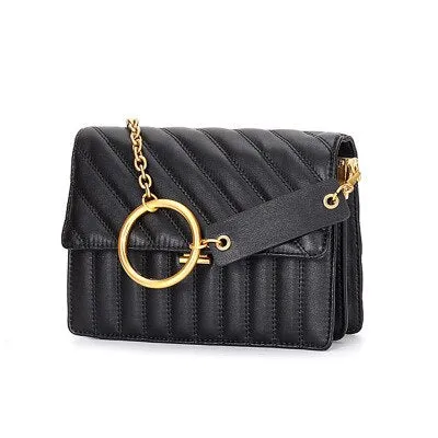 Casual Striped Genuine Leather Shoulder Bags