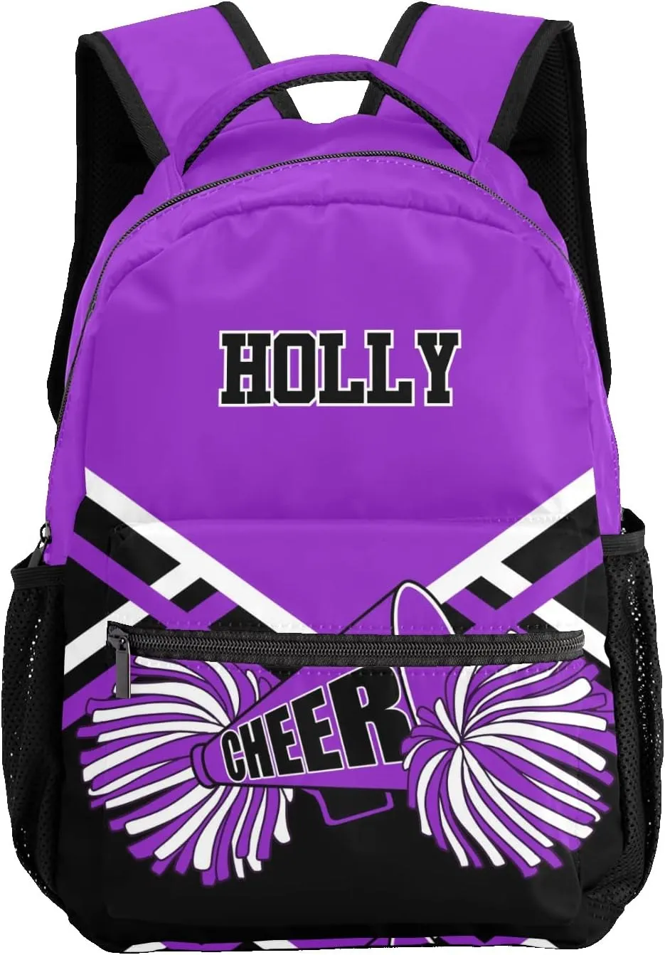 Cheer Purple Cheerleaders Backpack Shoulder Shopping Bag Travel Casual Bags with Name Text