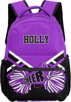 Cheer Purple Cheerleaders Backpack Shoulder Shopping Bag Travel Casual Bags with Name Text