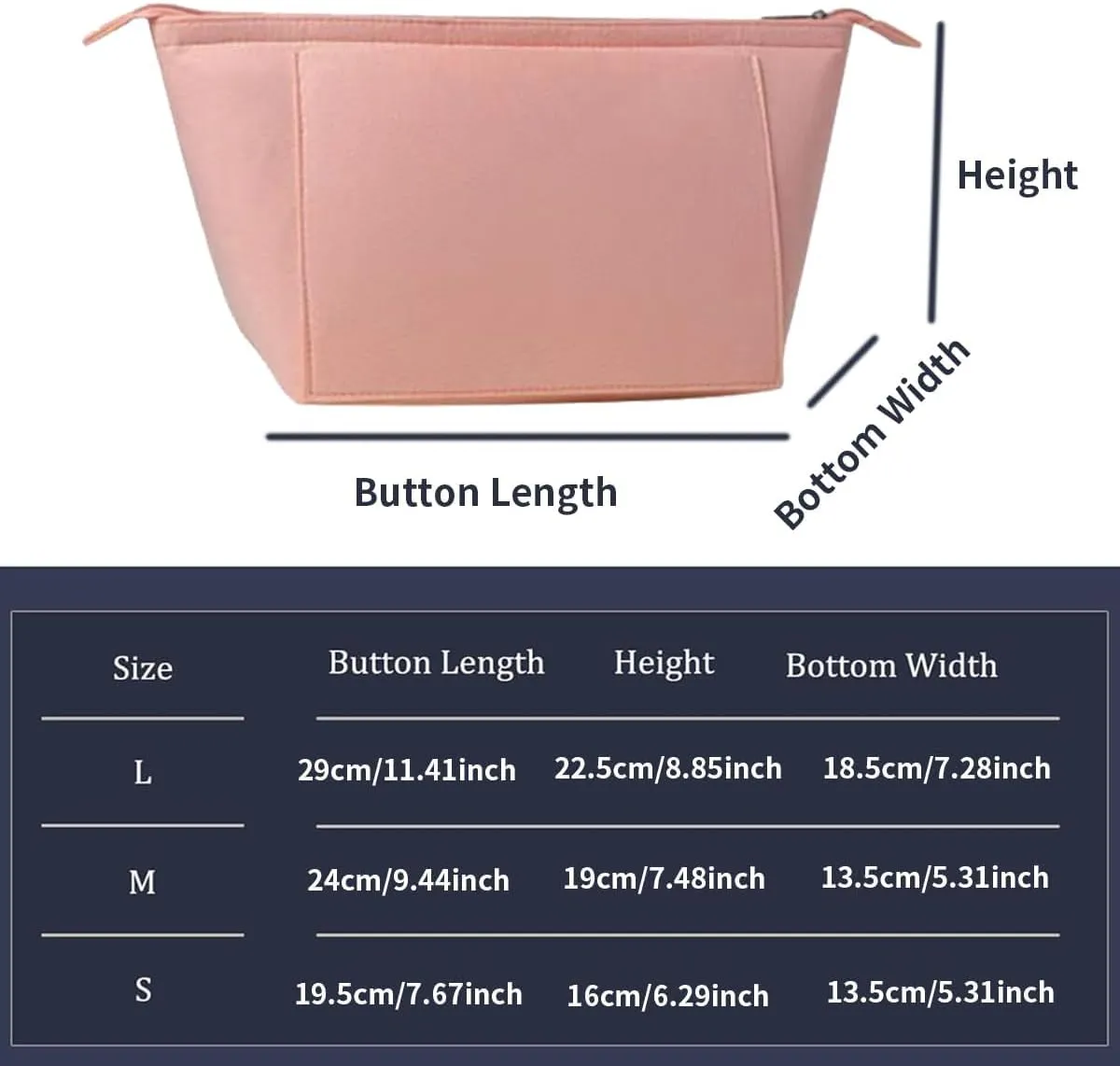 Chispee Soft Felt Purse Organizer Insert for Longchamp,Tote Handbags Lightweight Bag Organizer with Multiple Pockets and Zipper (Pink,M)
