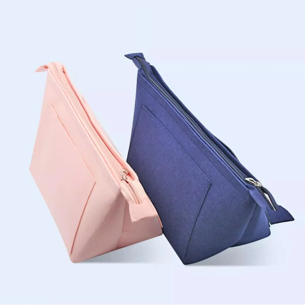 Chispee Soft Felt Purse Organizer Insert for Longchamp,Tote Handbags Lightweight Bag Organizer with Multiple Pockets and Zipper (Pink,M)