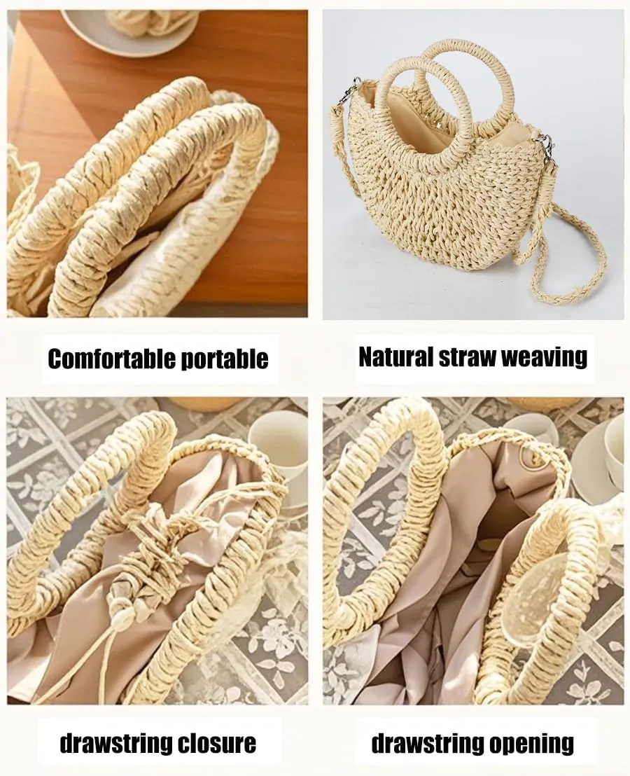 Clysoru Straw Shoulder Bag For Women Stylish Beach Bags For Women Purses And Handbags Beach Vacations Summer Outings
