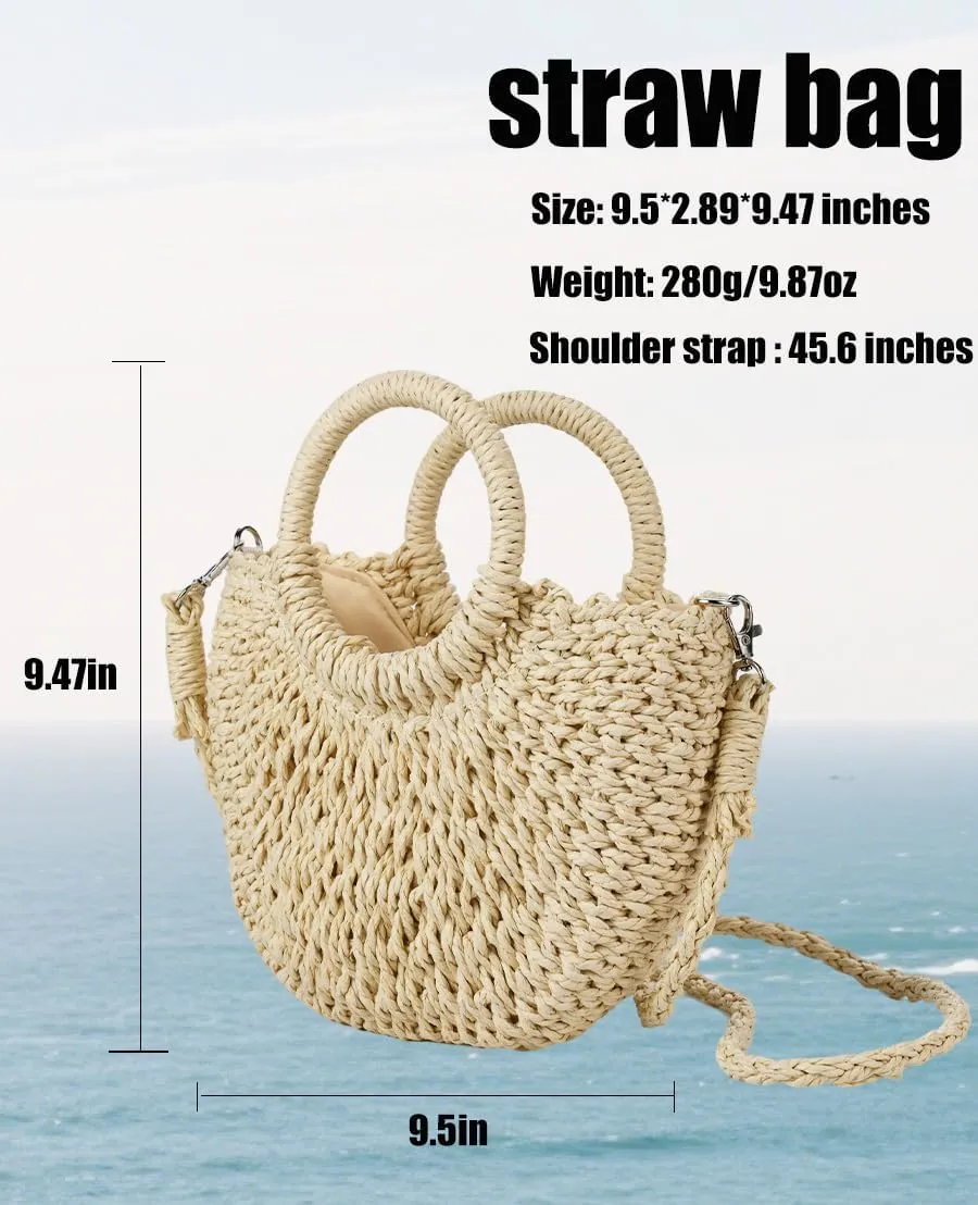 Clysoru Straw Shoulder Bag For Women Stylish Beach Bags For Women Purses And Handbags Beach Vacations Summer Outings