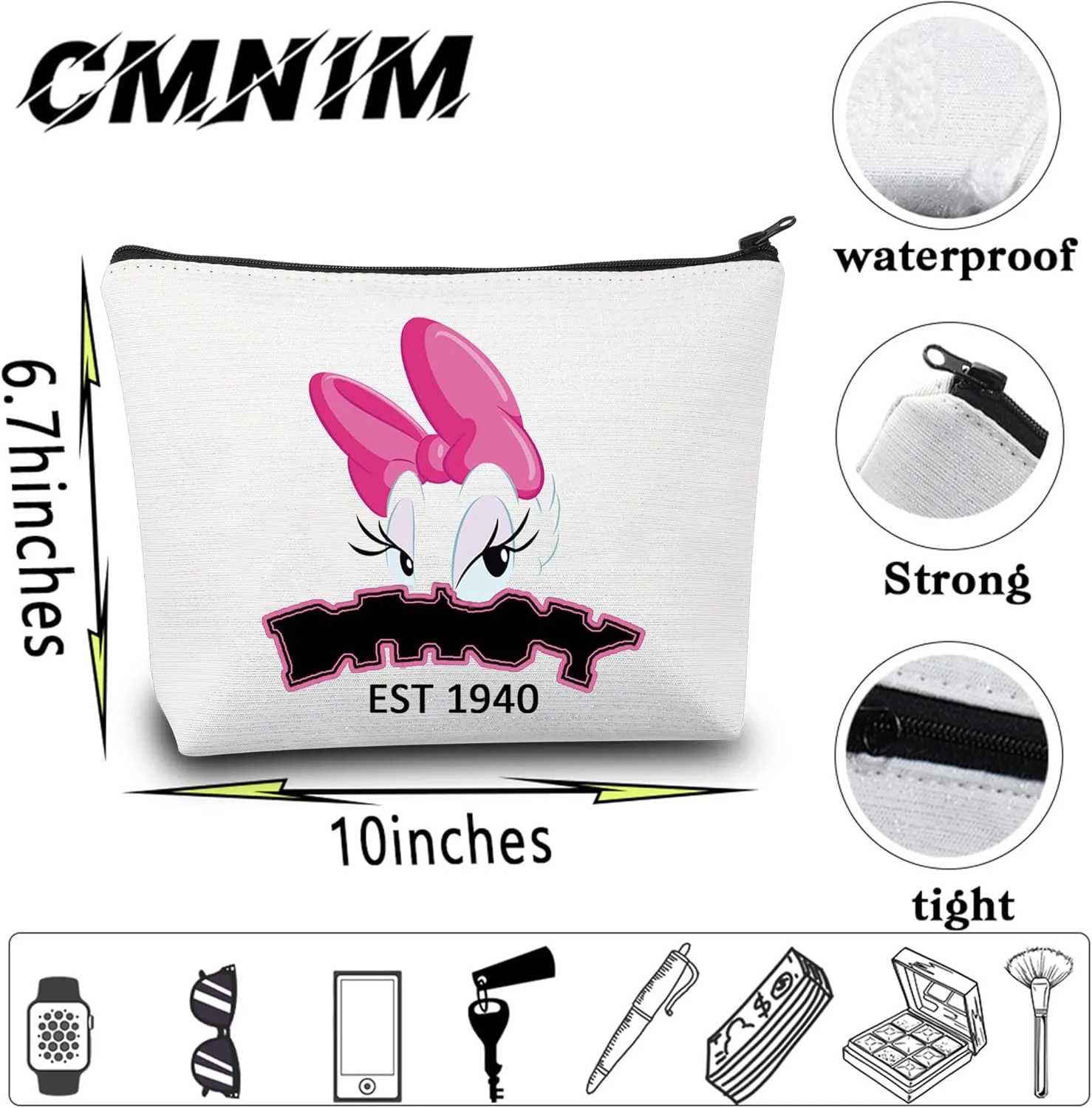 CMNIM Funny Duck Inspired Gift Duck Makeup Bag Duck Lover Gift Do-ald Est 1934 Pouch Bag for Best Friend Friendship Gift (D-isy Est Makeup Bag)