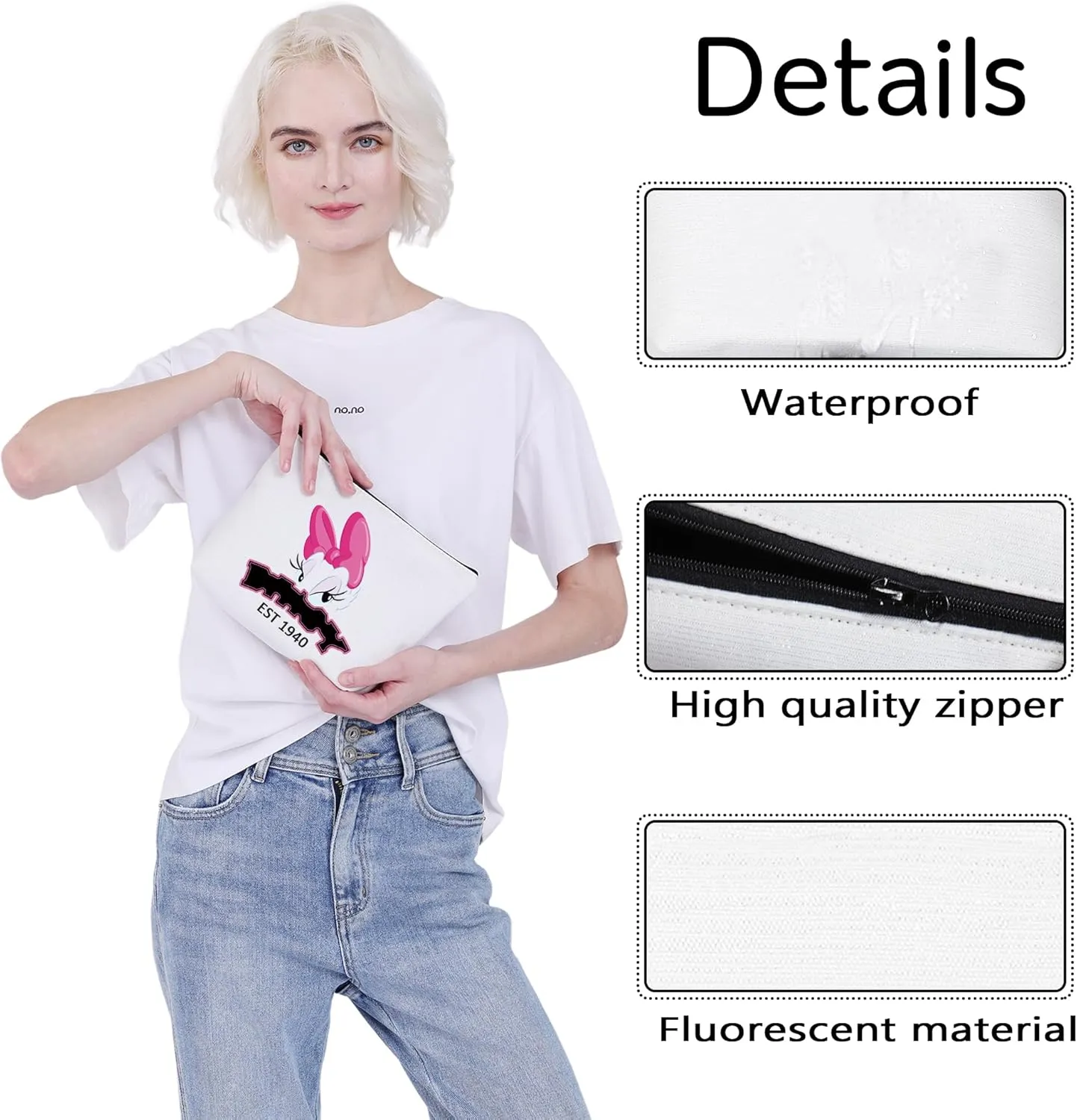 CMNIM Funny Duck Inspired Gift Duck Makeup Bag Duck Lover Gift Do-ald Est 1934 Pouch Bag for Best Friend Friendship Gift (D-isy Est Makeup Bag)