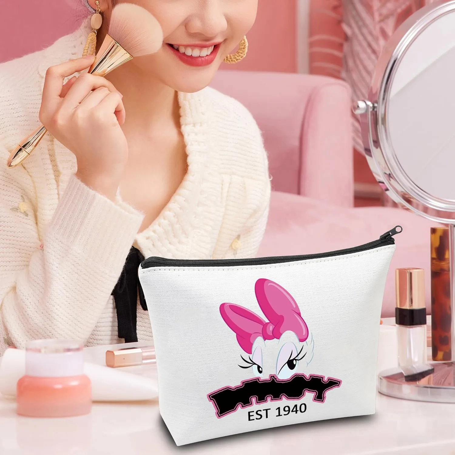 CMNIM Funny Duck Inspired Gift Duck Makeup Bag Duck Lover Gift Do-ald Est 1934 Pouch Bag for Best Friend Friendship Gift (D-isy Est Makeup Bag)