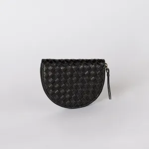 Coin Purse - Laura  - Woven Eco Classic Leather - Black