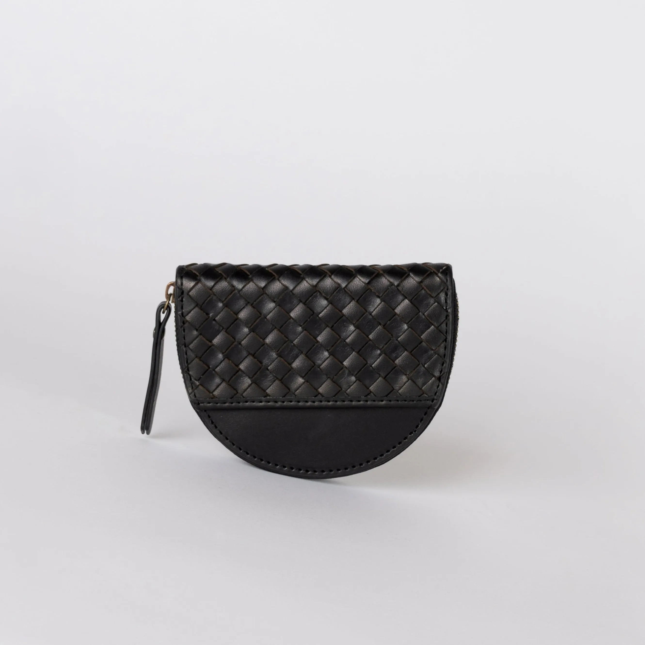 Coin Purse - Laura  - Woven Eco Classic Leather - Black