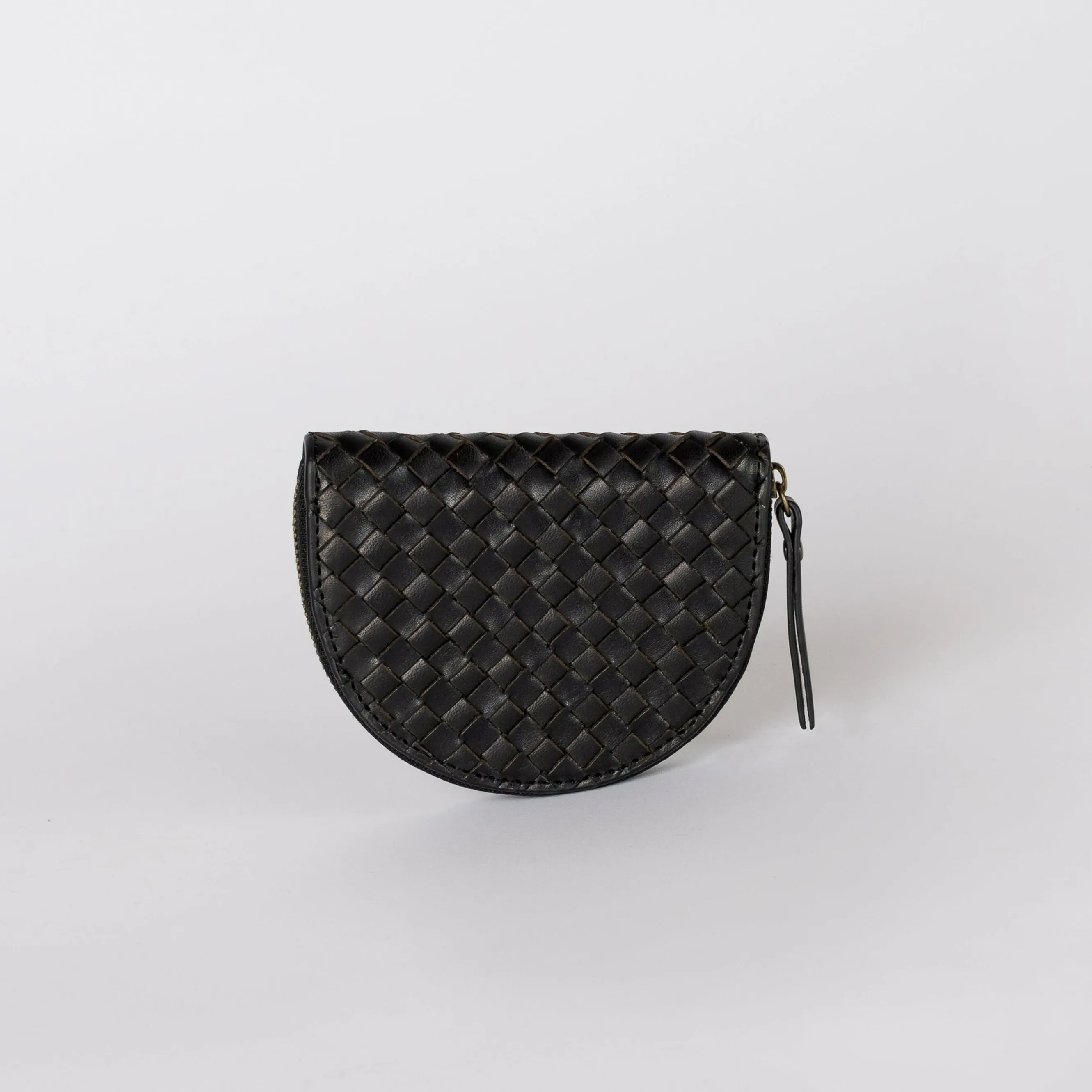 Coin Purse - Laura  - Woven Eco Classic Leather - Black