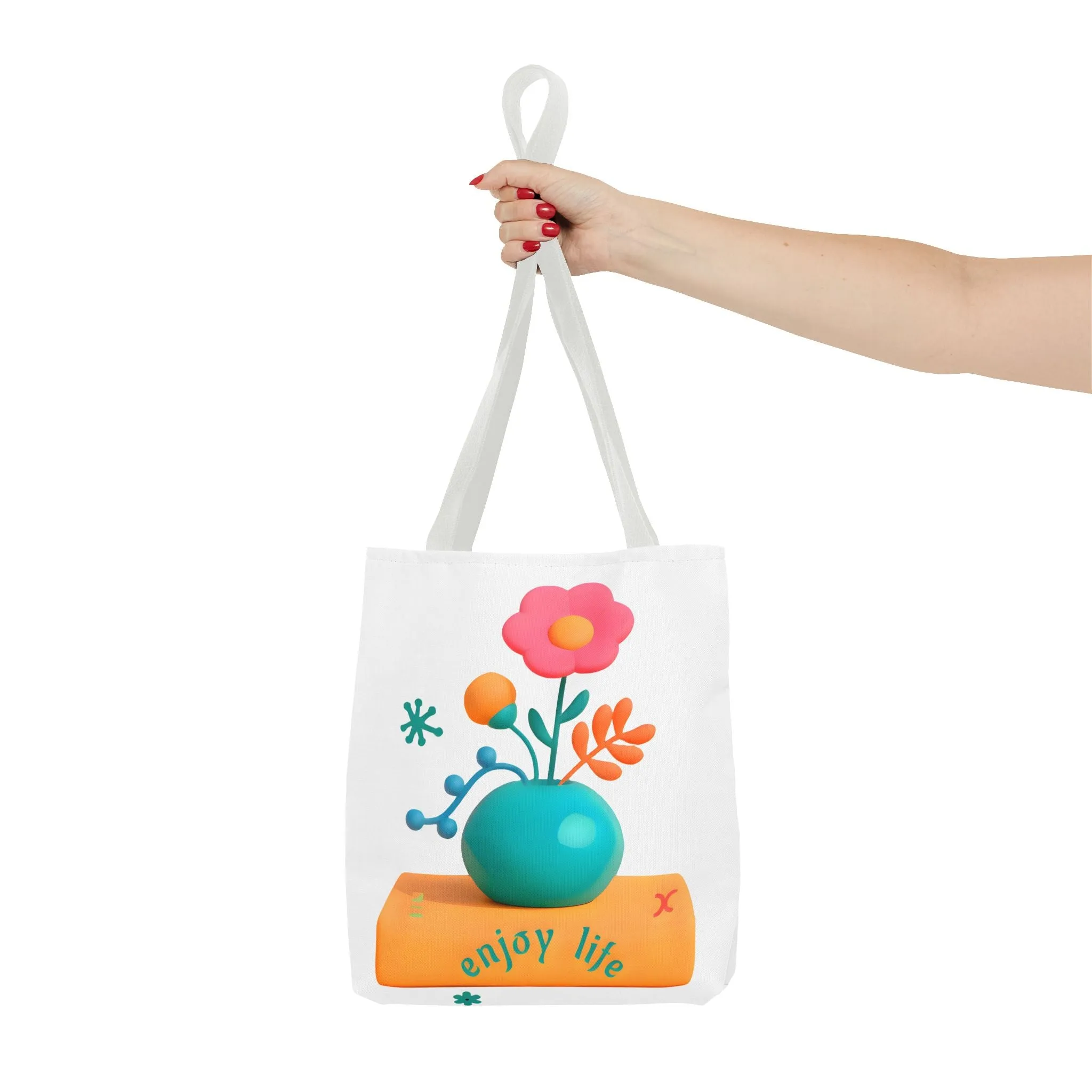 Colorful Floral Tote Bag - "Enjoy Life" Design for Eco-Friendly Style