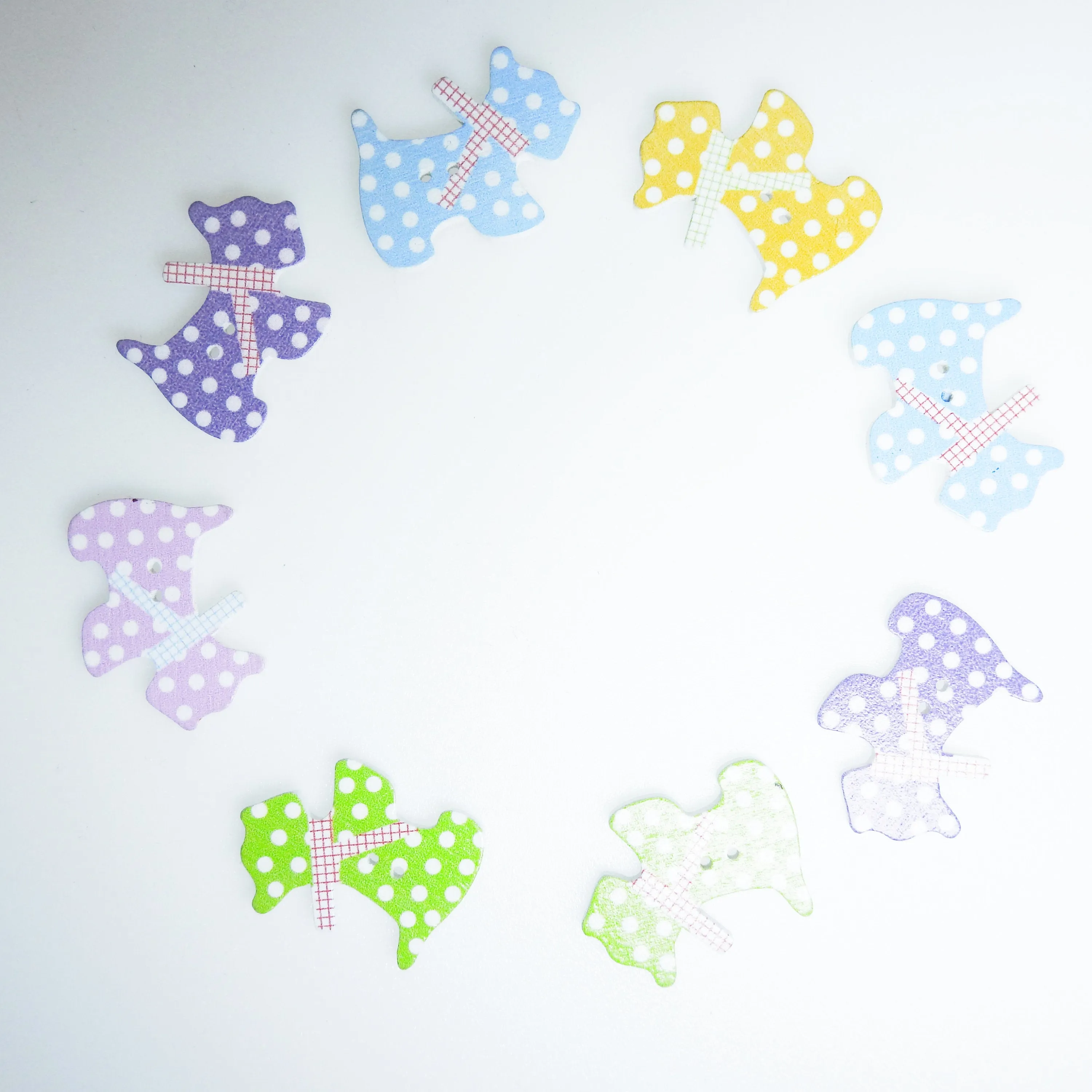 Colorful lot of 30 fun wood buttons for craft and sewing projects