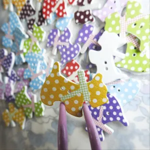 Colorful lot of 30 fun wood buttons for craft and sewing projects