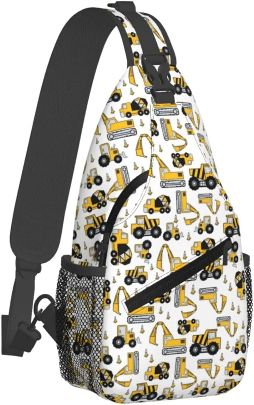 Construction Machinery Truck Crossbody Bag Adjustable Sling Bag Casual Chest Bags Travel Shoulder Backpack