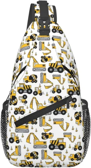 Construction Machinery Truck Crossbody Bag Adjustable Sling Bag Casual Chest Bags Travel Shoulder Backpack