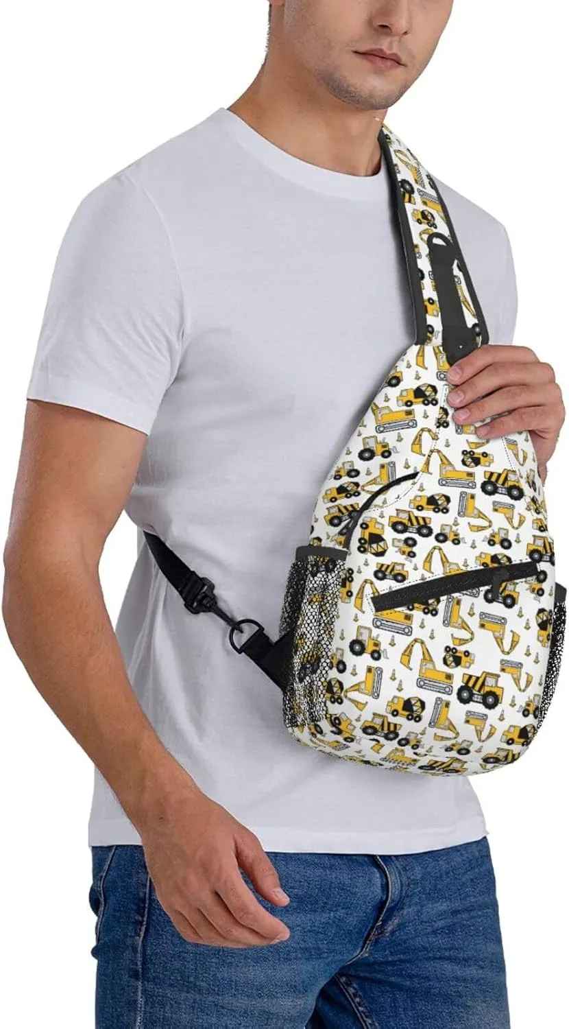 Construction Machinery Truck Crossbody Bag Adjustable Sling Bag Casual Chest Bags Travel Shoulder Backpack
