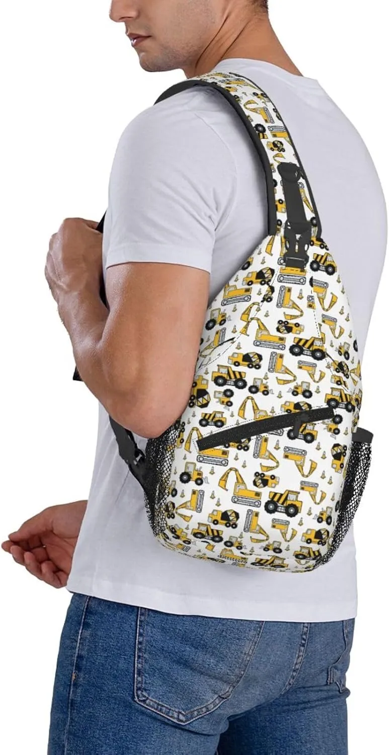 Construction Machinery Truck Crossbody Bag Adjustable Sling Bag Casual Chest Bags Travel Shoulder Backpack