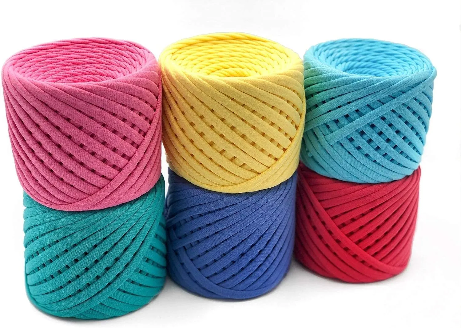 Cotton T-Shirt Yarn – Tiffany – 7–9 mm for Crochet, Knitting, Macrame, DIY Projects