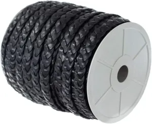 Craft County Flat Braided Leather Jewelry Craft Cord – Necklaces, Belts, Bracelets, Crafts and Jewelry Making (Black, 10mm X 5 Yards)