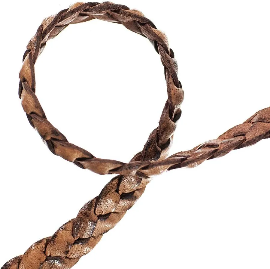 Craft County Flat Braided Leather Jewelry Craft Cord – Necklaces, Belts, Bracelets, Crafts and Jewelry Making (Black, 10mm X 5 Yards)