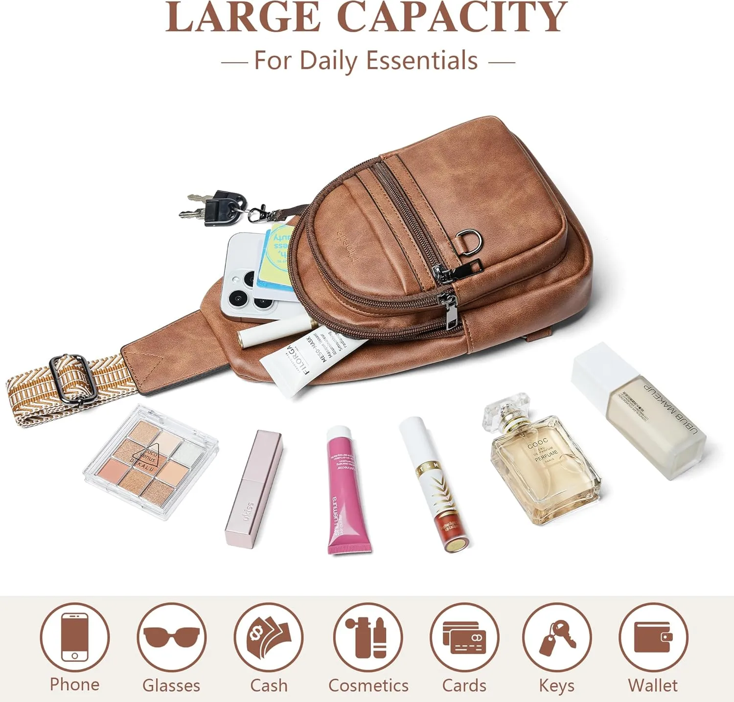 Crossbody Bags for Women Sling Bag Fanny Pack Casual Daypacks Small Backpack Chest Travel Purse Anti Theft