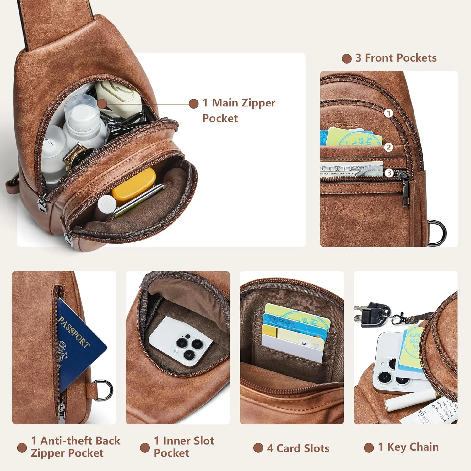 Crossbody Bags for Women Sling Bag Fanny Pack Casual Daypacks Small Backpack Chest Travel Purse Anti Theft