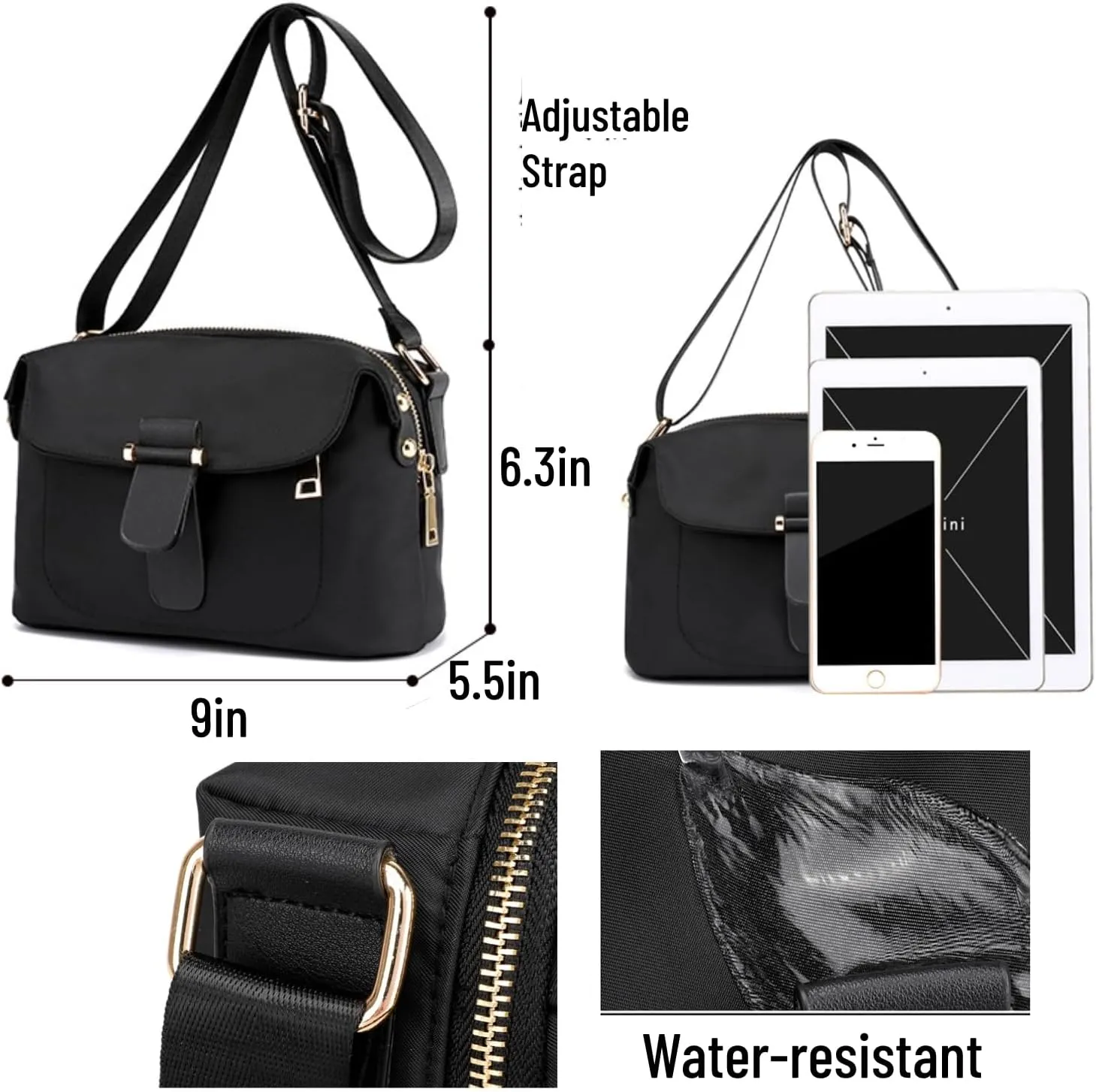 Crossbody Bags For Women Waterproof Lightweight Shoulder Bag Nylon Multiple pockets Handbags Casual Bag Small Purse