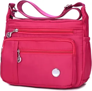 Crossbody Purse for Women Multi Pocket Shoulder Handbags Waterproof Nylon Purse and Handbags Messenger Bag