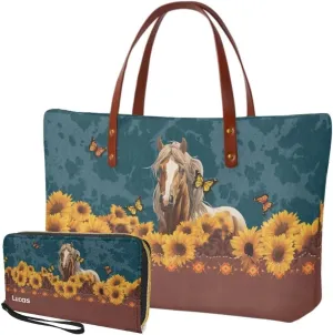 Customzied Women Handbags and Wallet Set of 2 Tote Bag Shoulder Bag Top Handle Satchel Purse