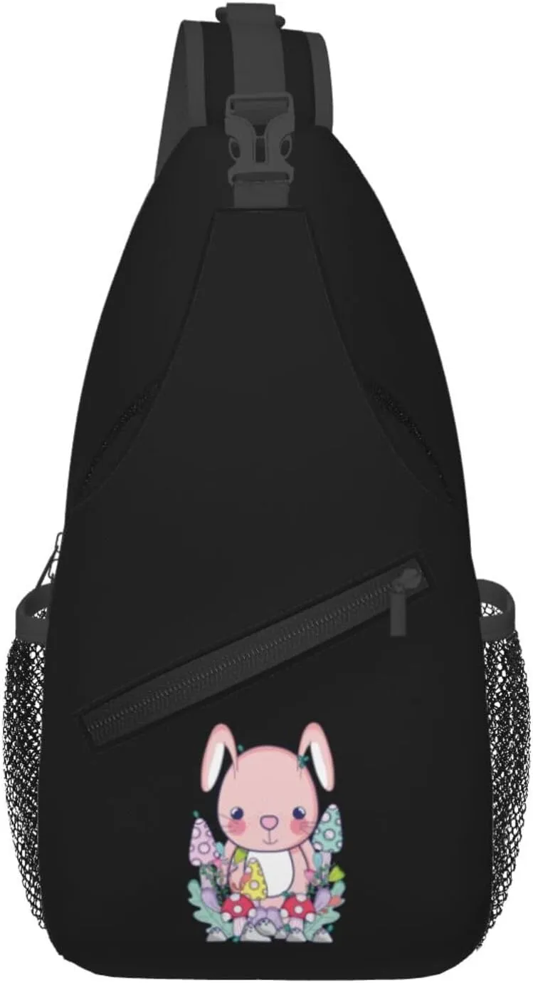 Cute Bunny Rabbit Crossbody Bags For Women Men Chest Backpack Gym Shoulder Bag Travel Outdoor Sports Casual Crossbody Bags