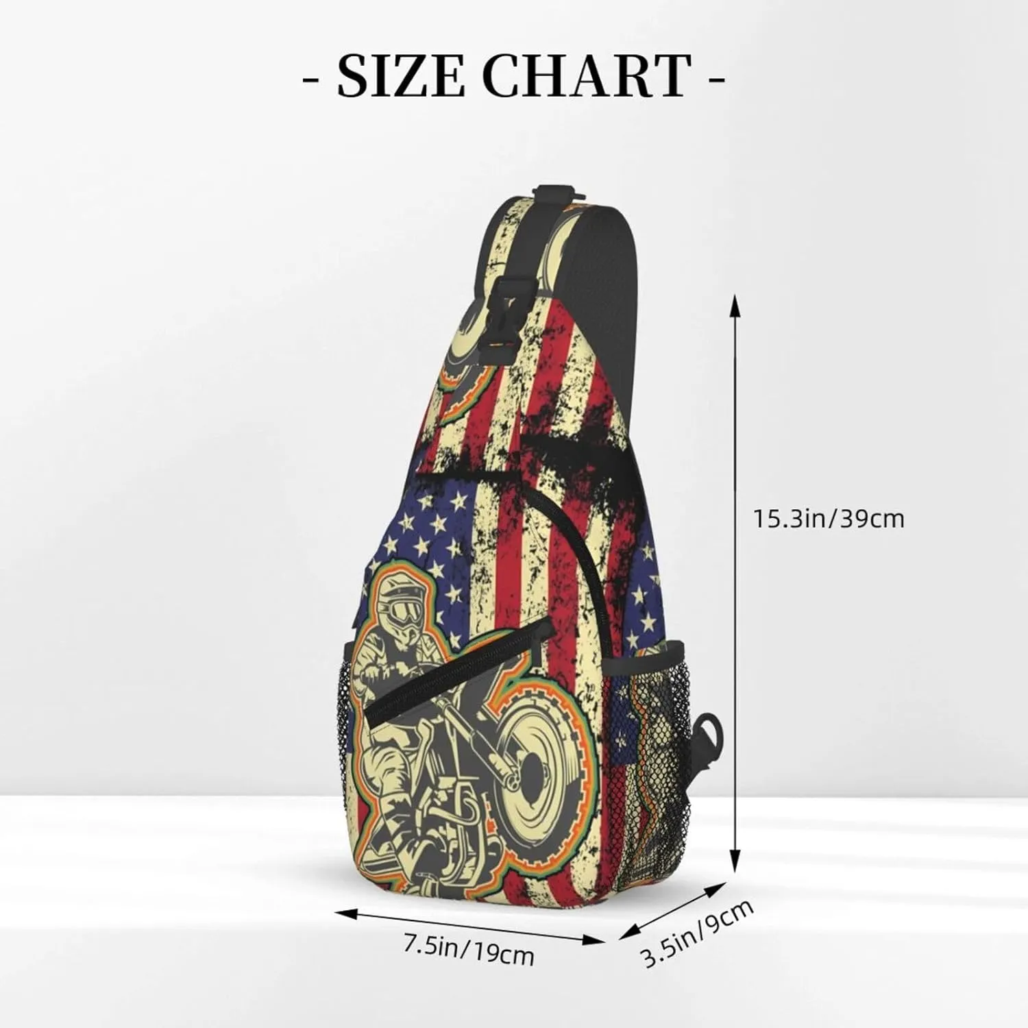 Dirt Bike With Red And Black Paint Splash Sling Bag Crossbody Bag Casual Chest Bags Travel Shoulder Backpack