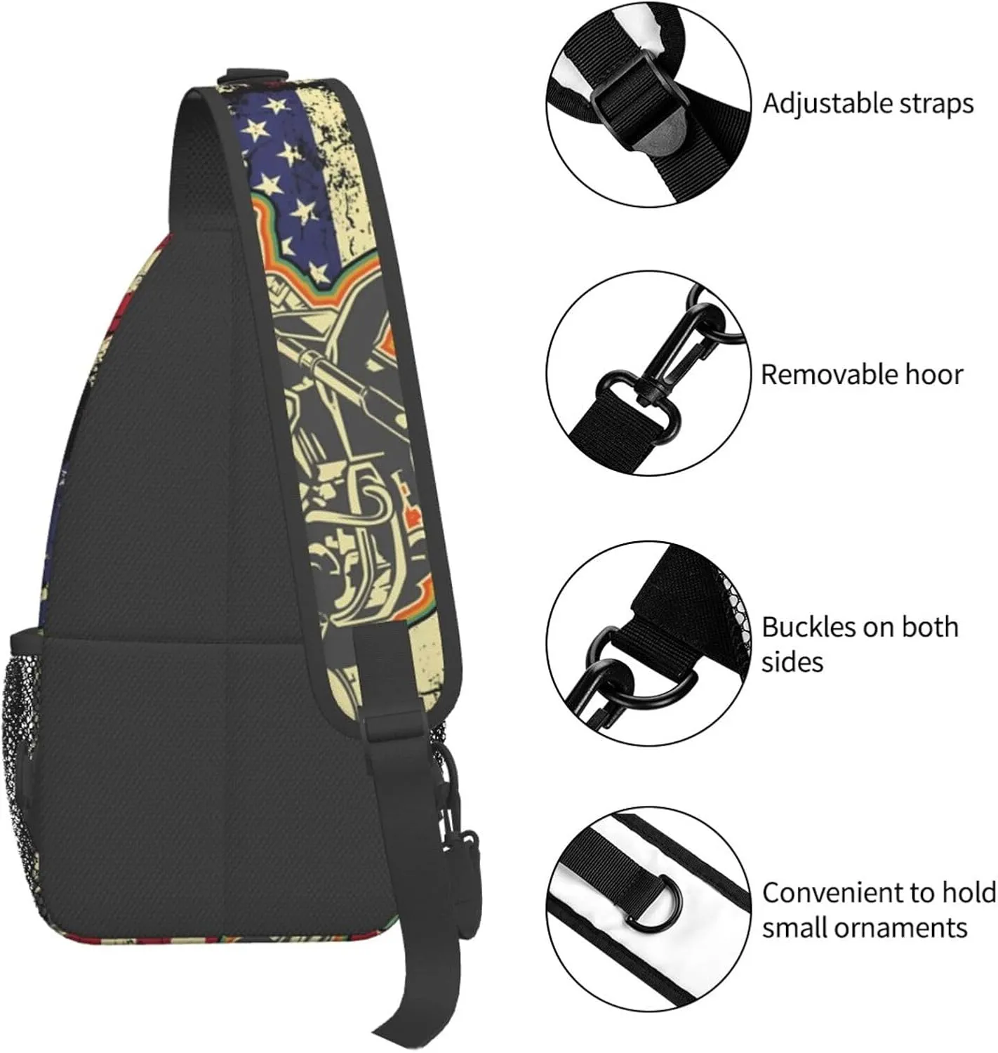 Dirt Bike With Red And Black Paint Splash Sling Bag Crossbody Bag Casual Chest Bags Travel Shoulder Backpack