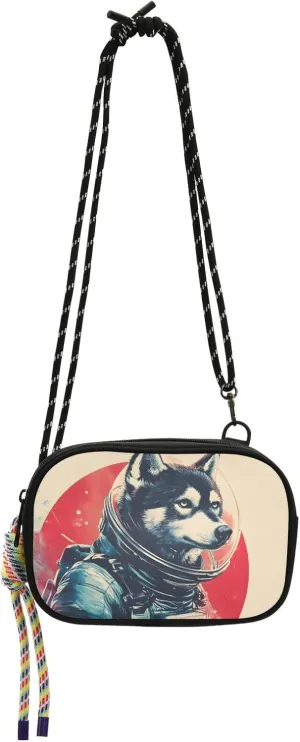 Dog Astronauts Print Crossbody Handbags for Women Walking, Hiking Lightweight Shoulder Phone Purse