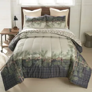 Donna Sharp Lodge Comforter Bedding Set with Brown Bear Cabin Design - 3-Piece Queen Set, Includes One Comforter and Two Pillowcases Perfect for Rustic Decor