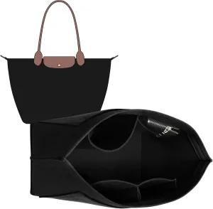 Doxo Longchamp Medium Organizer Insert,Medium Bag Organizer Suitable for Le pliage,Keeps Tote Handbags Shaped & Neat (Black,M)