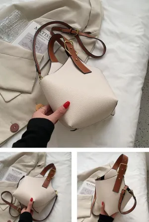 Dreasplendent Handbag Women Korean Fashion Casual Retro Portable Bucket Bags Casual Trend Suitable for Travel Dating (White)