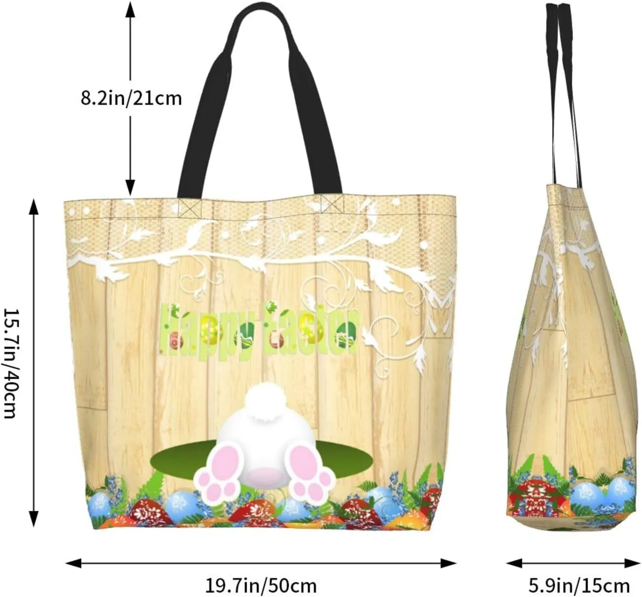 Easter Canvas Tote Bag Happy Easter Shoulder Bag Egg Casual Grocery Bags Easter Bags for Outdoor
