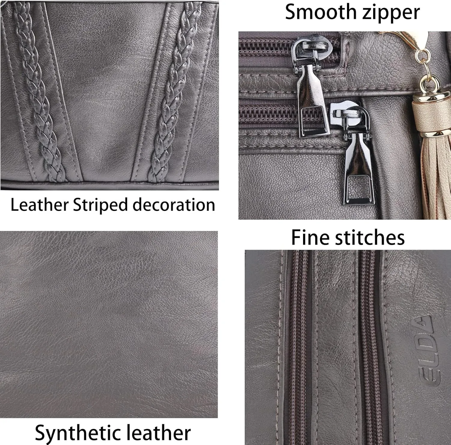 ELDA Crossbody Bags For Women Pocketbooks Soft PU Leather Purses and Handbags Multi Pocket Shoulder Bag