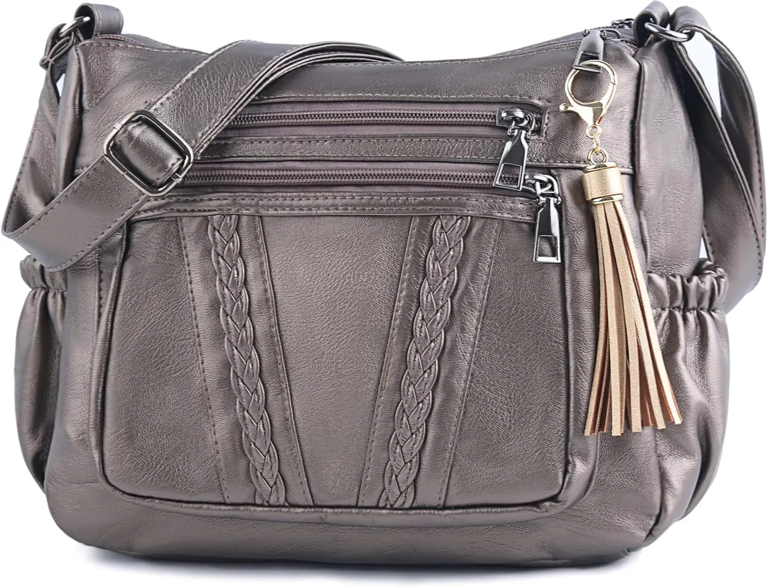 ELDA Crossbody Bags For Women Pocketbooks Soft PU Leather Purses and Handbags Multi Pocket Shoulder Bag