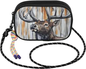 Elk Head Rustic Board Crossbody Bags for Women Cell Phone Purses Women's Shoulder Handbag Wallet Purse with Rope Pendant