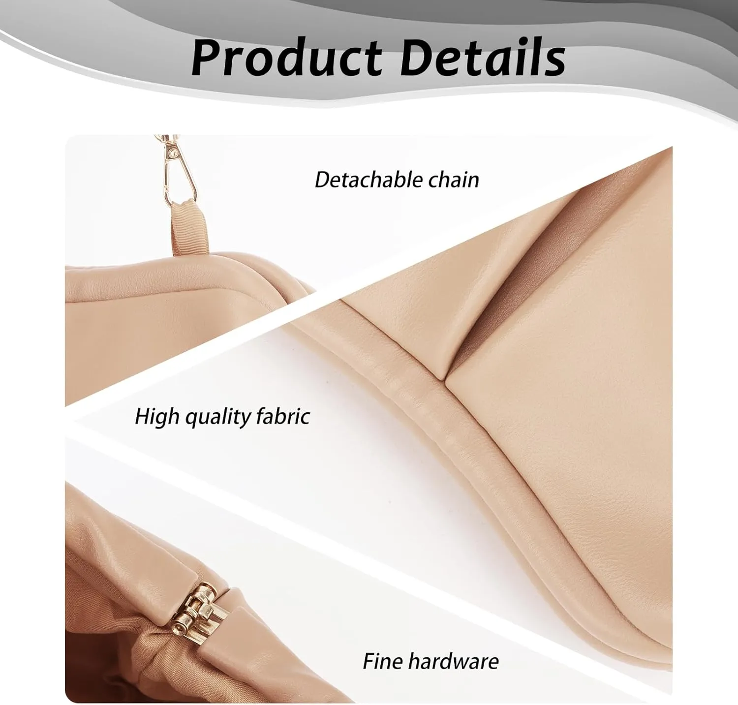 Emprier Soft Vegan Leather Clutch Purse for Women Dumpling Bag Pleated PU Evening Handbags for Wedding Party