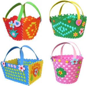 ERINGOGO DIY Handbags Craft Kit Eva Flower Basket Material Boys and Girls Sewing Kit Toddler Art Supplies Easter Baskets for Boys and Girls Preschool Project