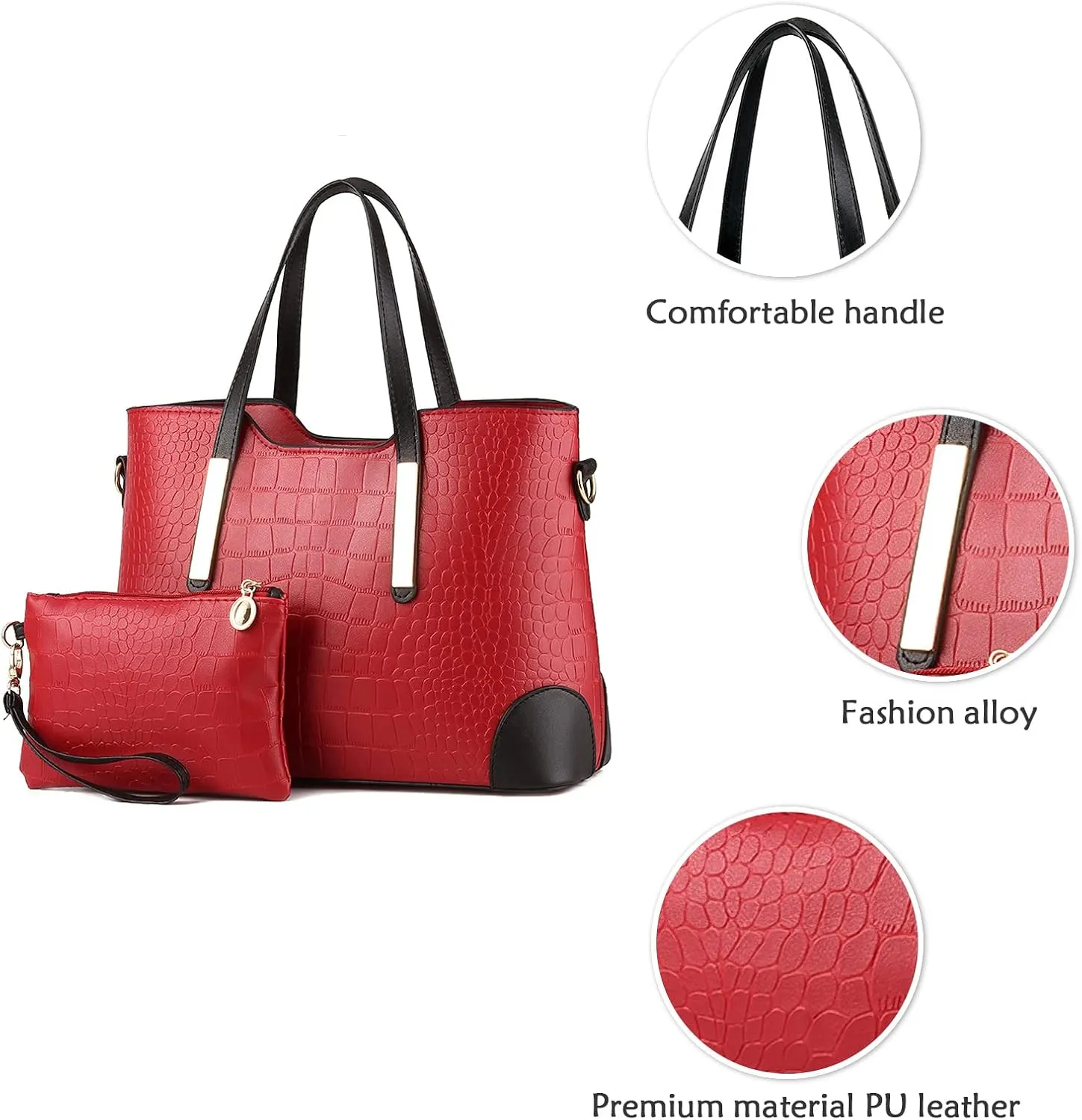 Fashion Women Handbags Set 2 Pcs Large Shoulder Bag Multifunctional